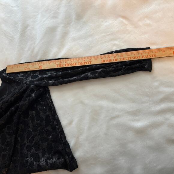 Jessica Simpson Womens Black Sequin Lace Square-Neck Blouse Top Sz M - Picture 7 of 7